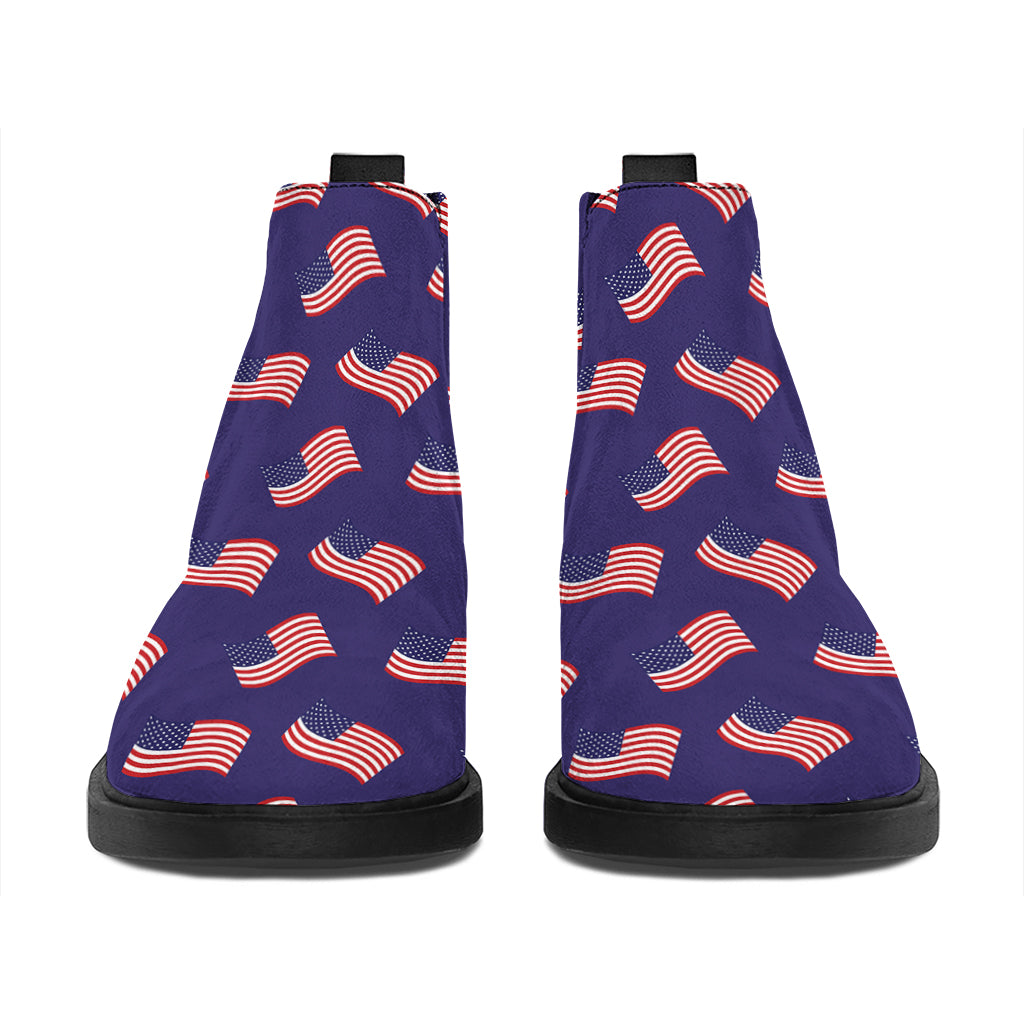 4th of July American Flag Pattern Print Flat Ankle Boots