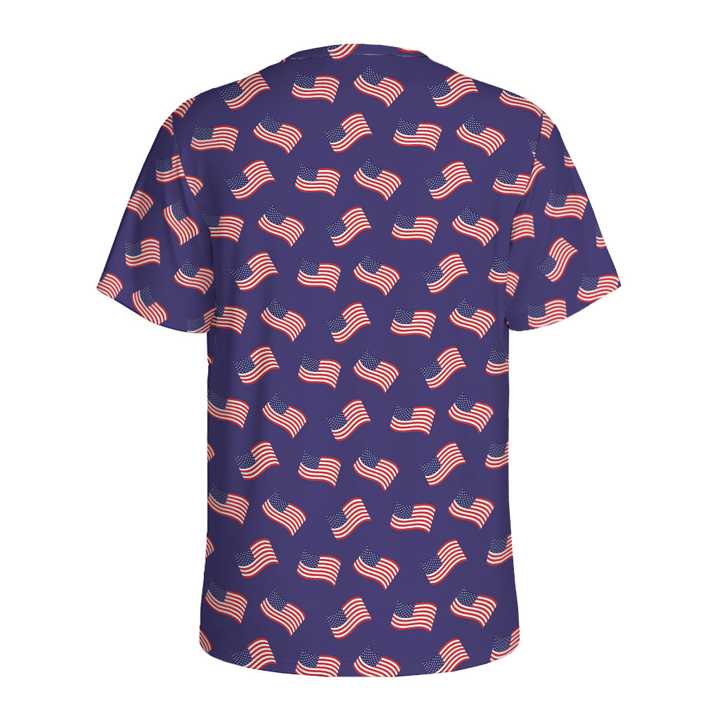 4th of July American Flag Pattern Print Men's Sports T-Shirt