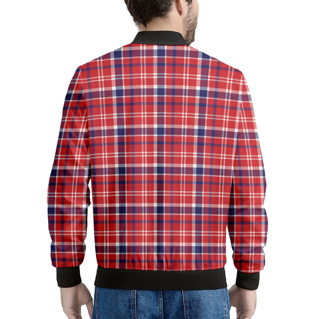 4th of July American Plaid Print Men's Bomber Jacket