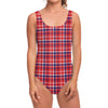 4th of July American Plaid Print One Piece Swimsuit