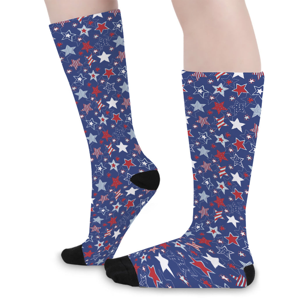 4th of July American Star Pattern Print Long Socks