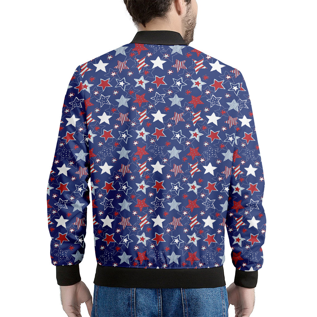 4th of July American Star Pattern Print Men's Bomber Jacket