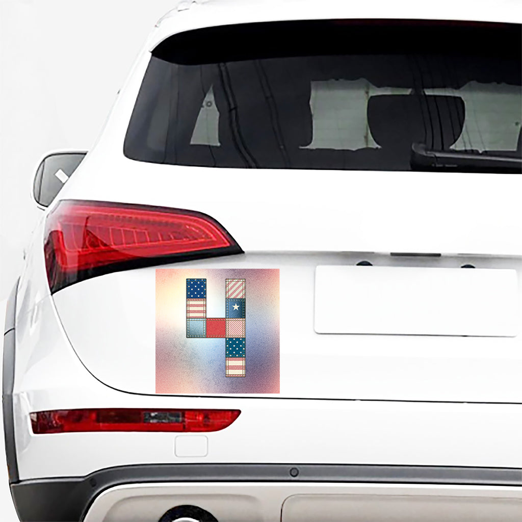 4th of July USA Denim Patchwork Print Car Sticker