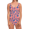 4th of July USA Flag Pattern Print One Piece Swimsuit