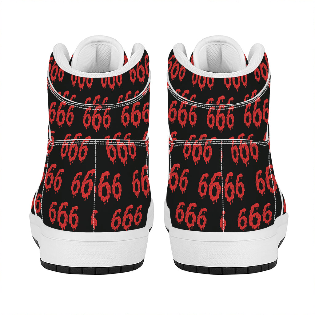 666 Satan Pattern Print High Top Leather Sneakers