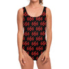 666 Satan Pattern Print One Piece Swimsuit