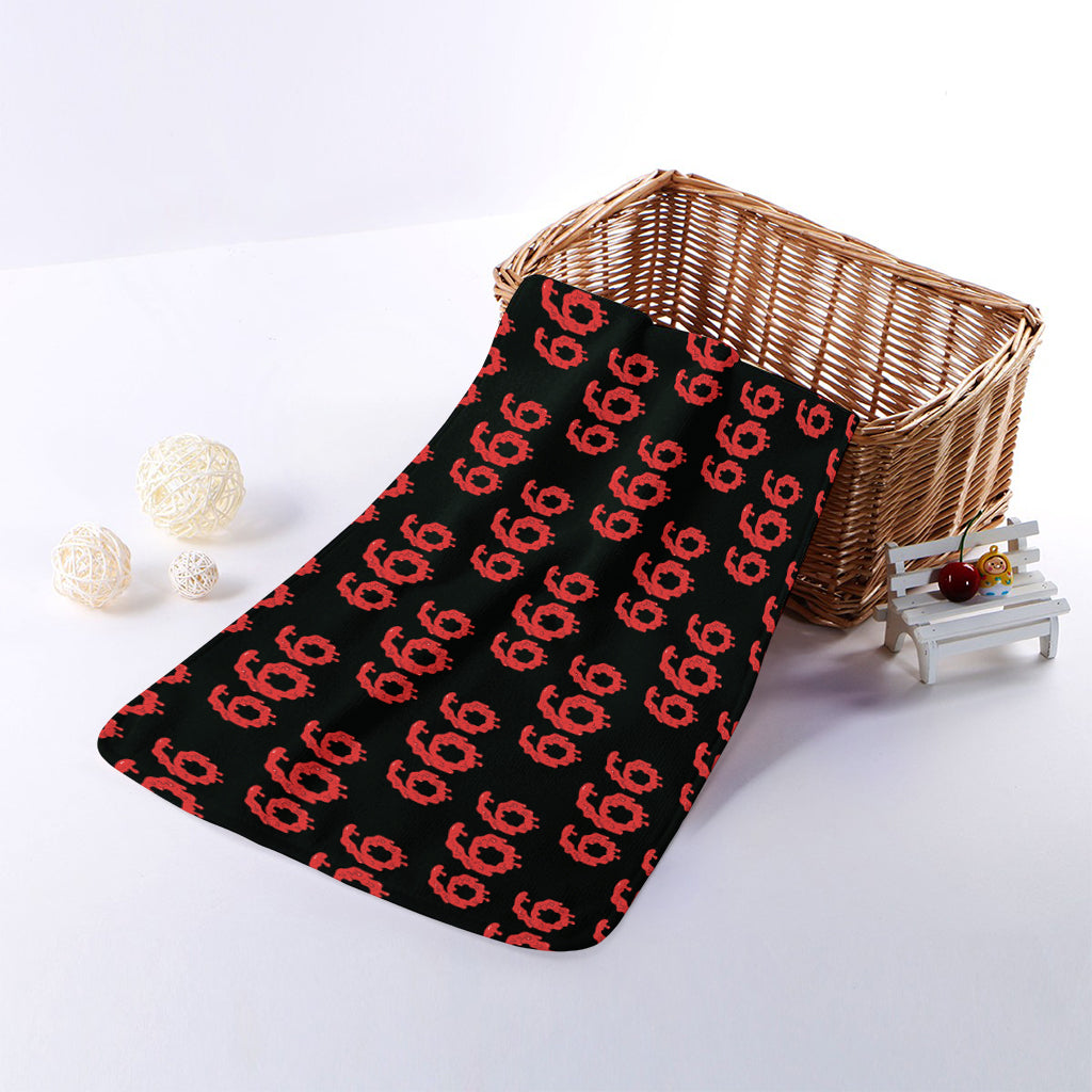 666 Satan Pattern Print Towel