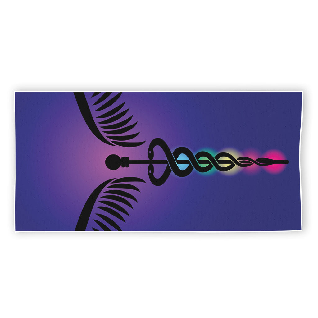 7 Chakras Caduceus Print Beach Towel