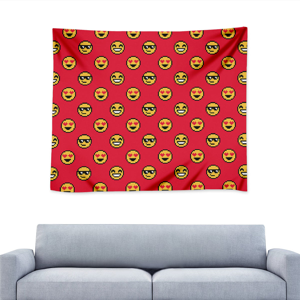 8-Bit Emoji Pattern Print Tapestry