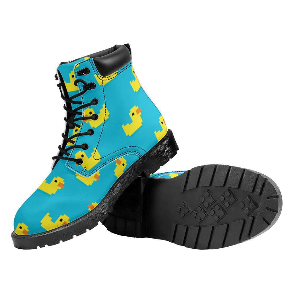 8-Bit Rubber Duck Pattern Print Work Boots