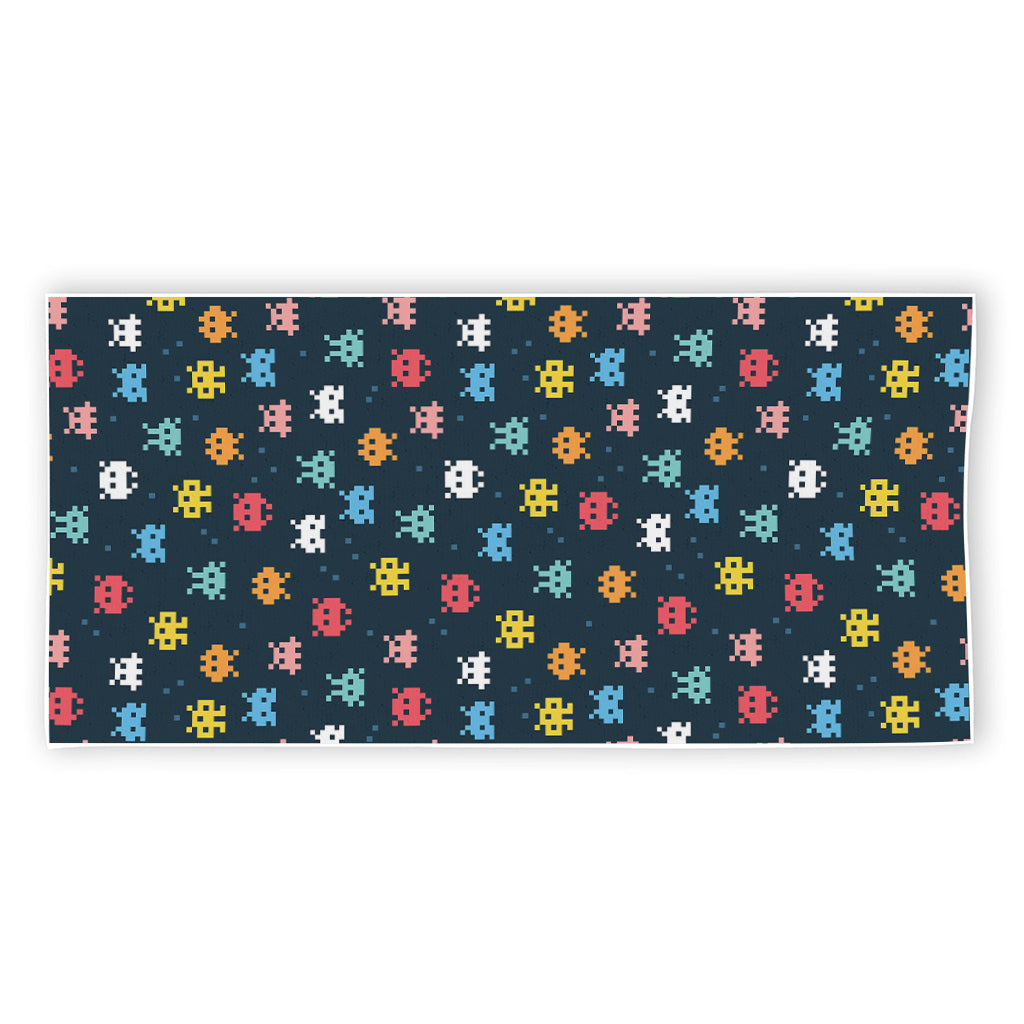8-Bit Video Game Monsters Pattern Print Beach Towel