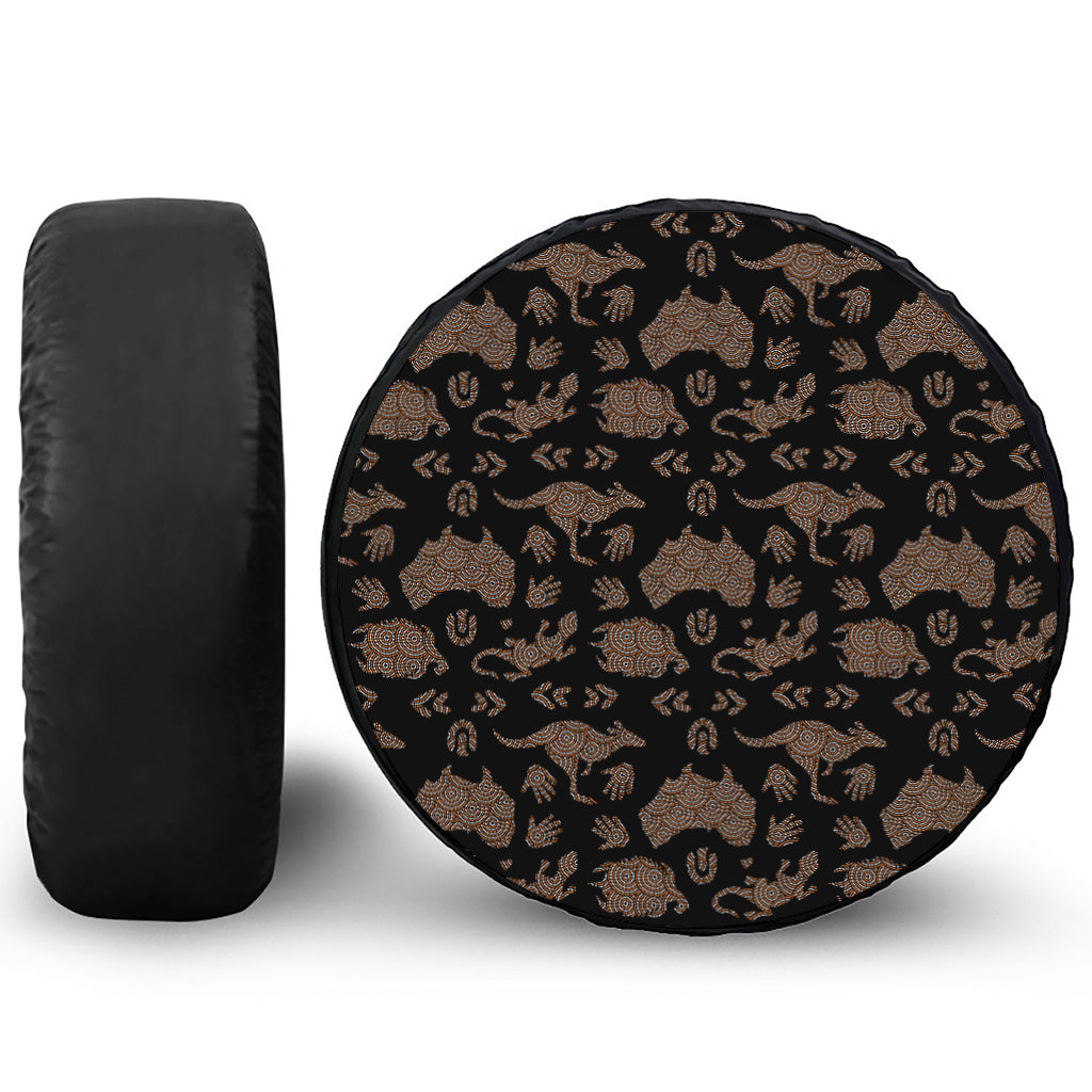 Aboriginal Australian Pattern Print Leather Spare Tire Cover