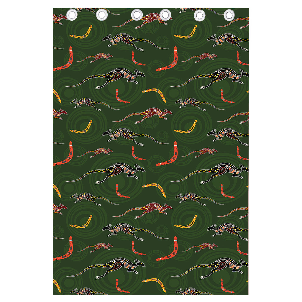 Aboriginal Boomerang And Kangaroo Print Curtain