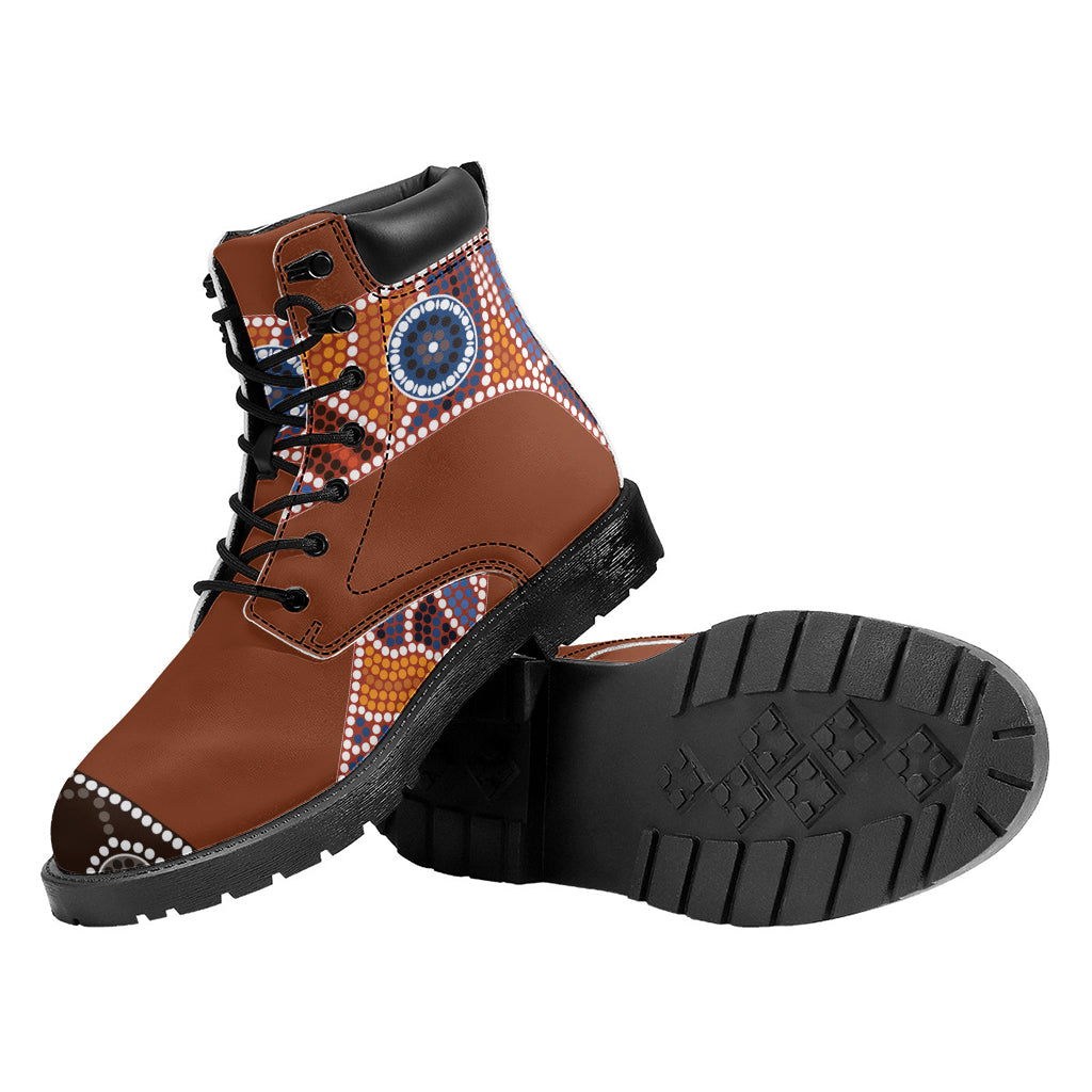 Aboriginal Dot Boomerang Print Work Boots
