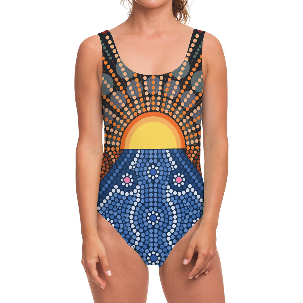 Aboriginal Indigenous Sunset Art Print One Piece Swimsuit
