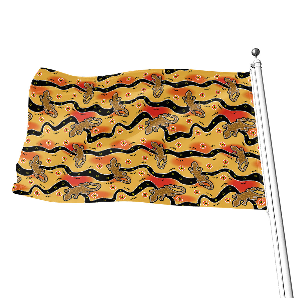 Aboriginal Lizard Pattern Print Flag