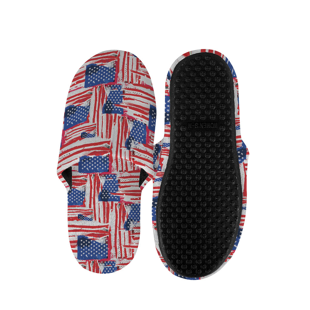 Abstract American Flag Print Slippers
