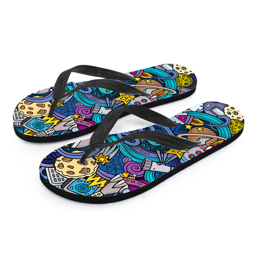 Abstract Cartoon Galaxy Space Print Flip Flops