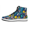 Abstract Cartoon Galaxy Space Print High Top Leather Sneakers