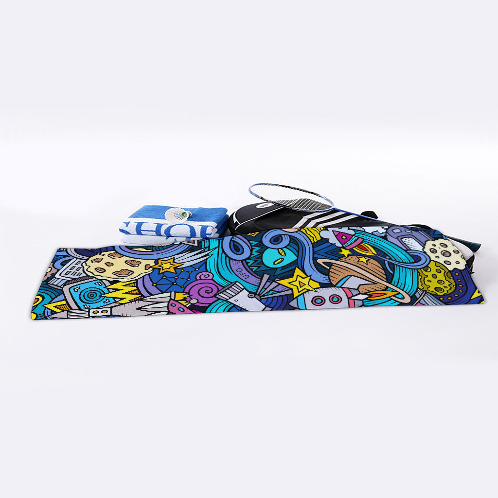 Abstract Cartoon Galaxy Space Print Sports Towel