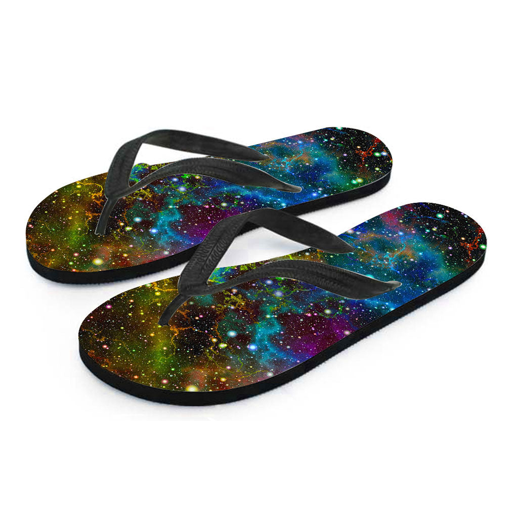 Abstract Colorful Galaxy Space Print Flip Flops