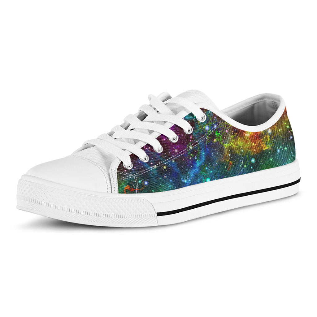 Abstract Colorful Galaxy Space Print White Low Top Sneakers