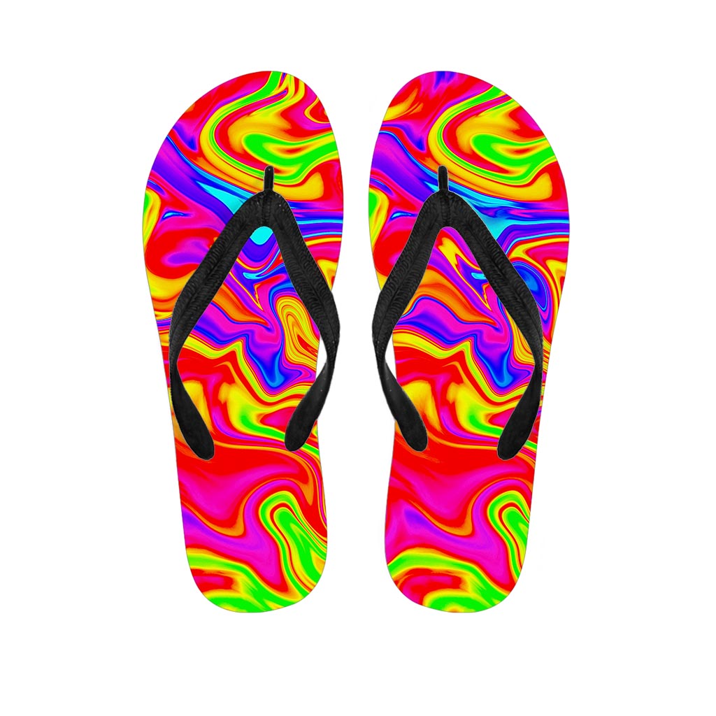 Abstract Colorful Liquid Trippy Print Flip Flops