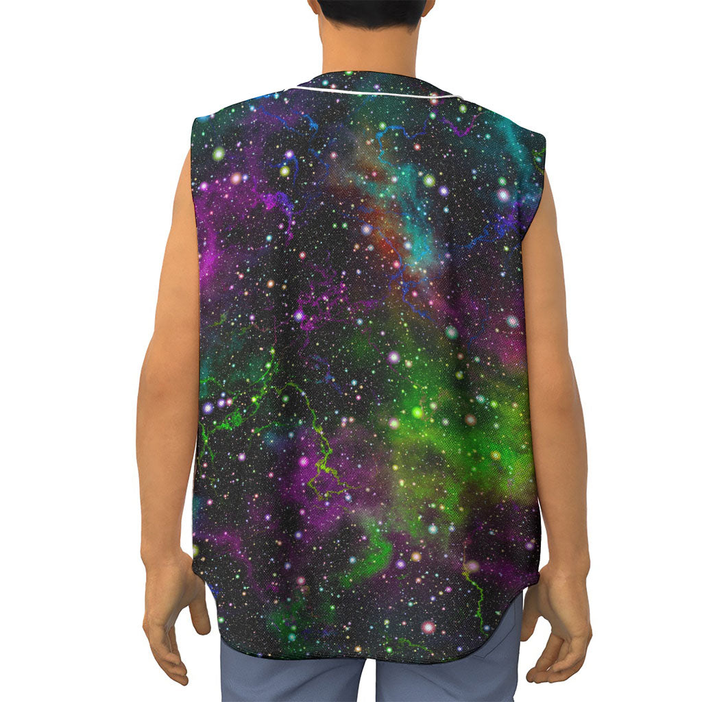 Abstract Dark Galaxy Space Print Sleeveless Baseball Jersey