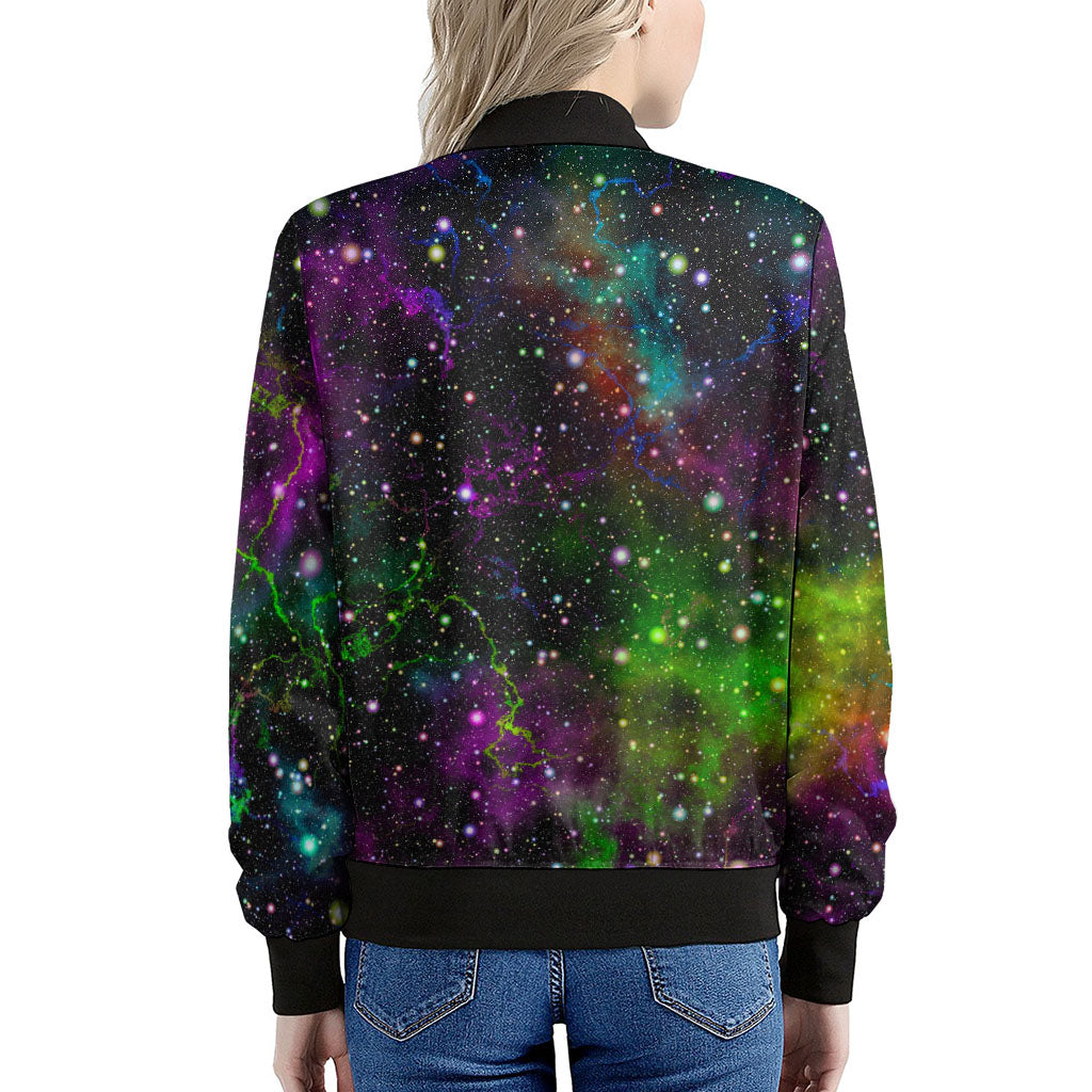 Abstract Dark Galaxy Space Print Women's Bomber Jacket