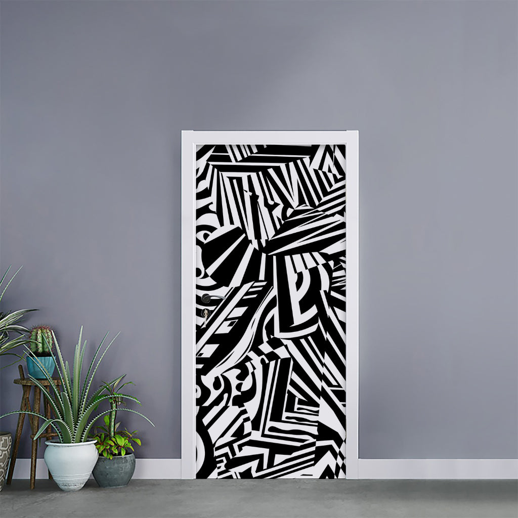 Abstract Dazzle Pattern Print Door Sticker