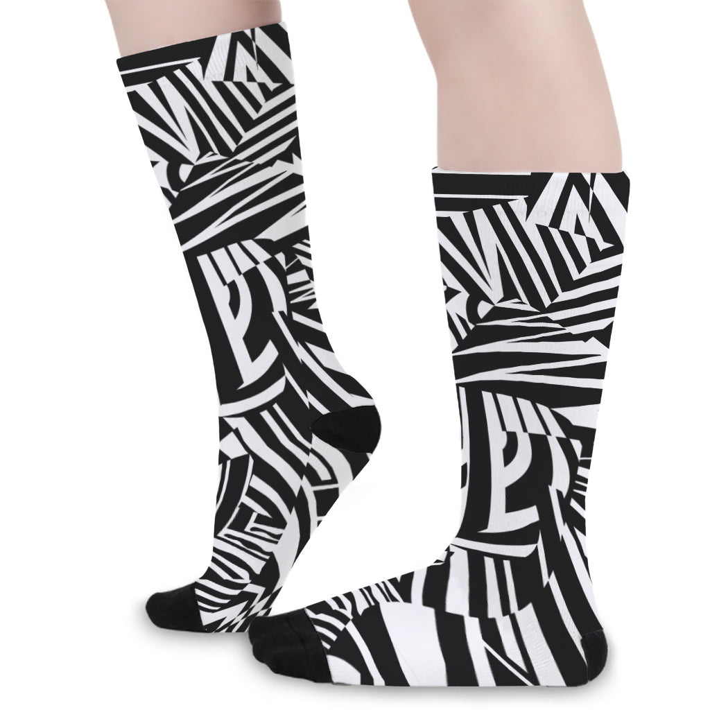 Abstract Dazzle Pattern Print Long Socks