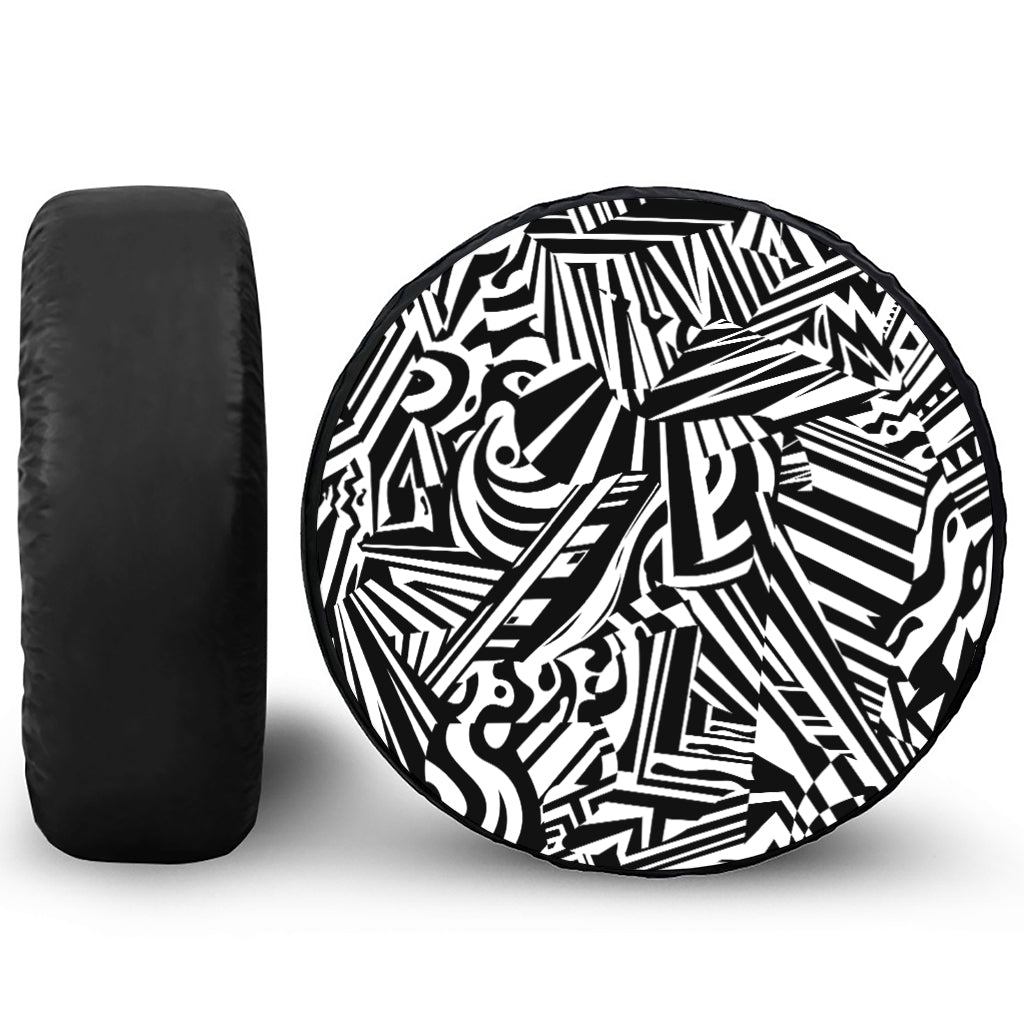 Abstract Dazzle Pattern Print Tire Cover