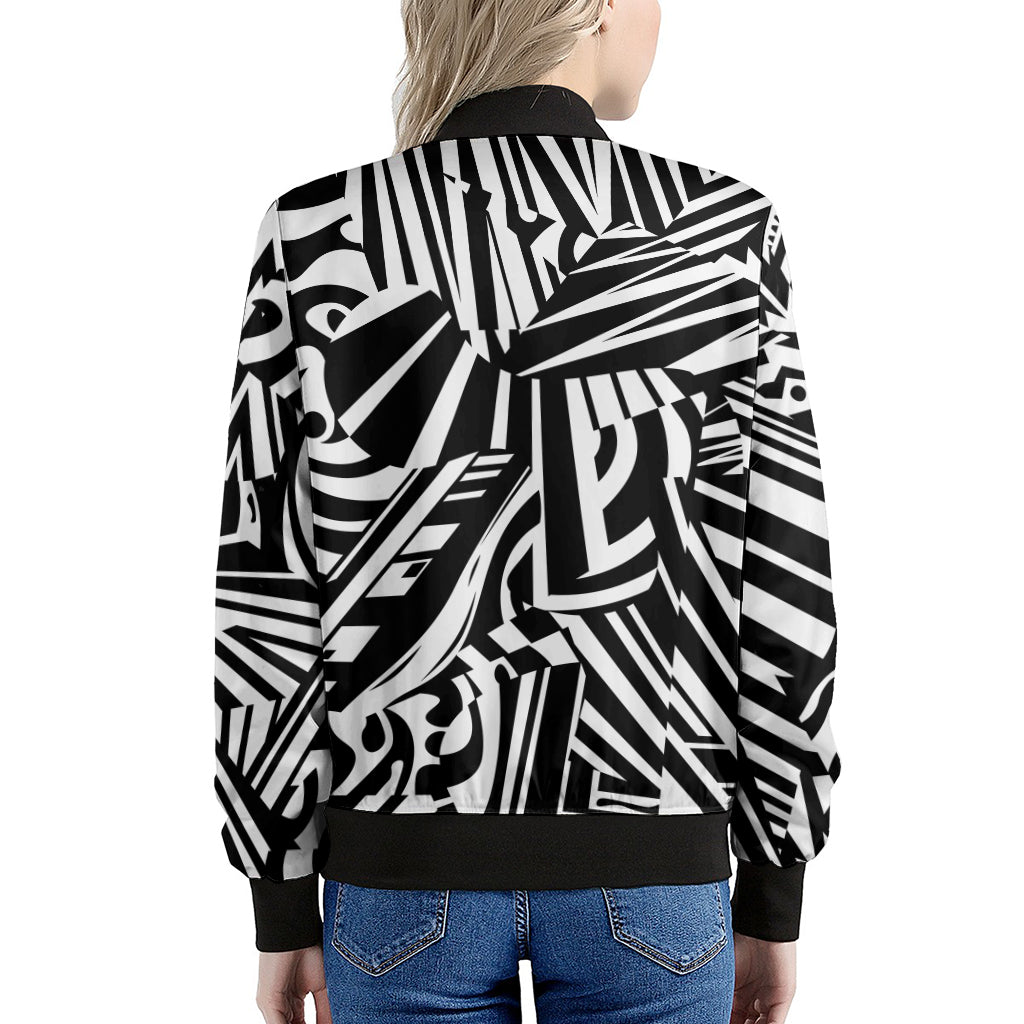 Abstract Dazzle Pattern Print Women's Bomber Jacket