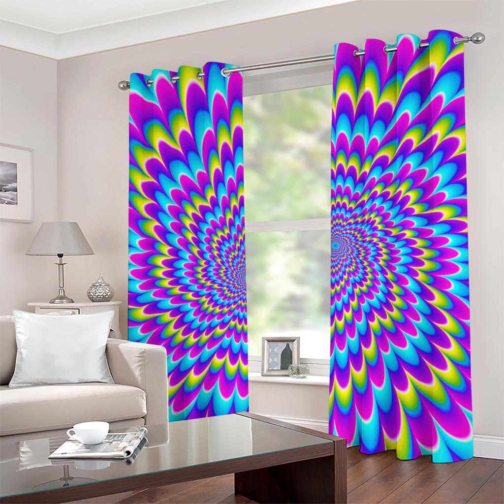 Abstract Dizzy Moving Optical Illusion Grommet Curtains