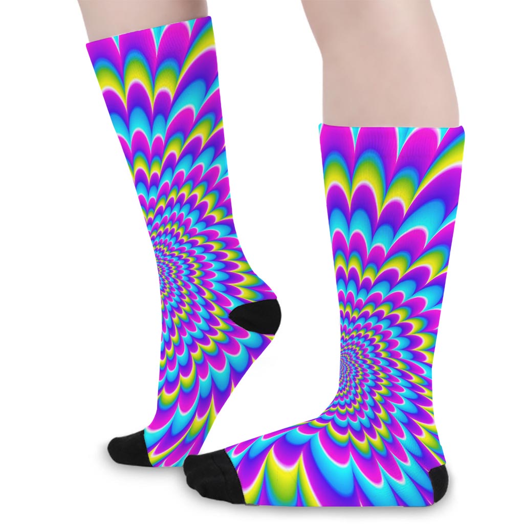 Abstract Dizzy Moving Optical Illusion Long Socks