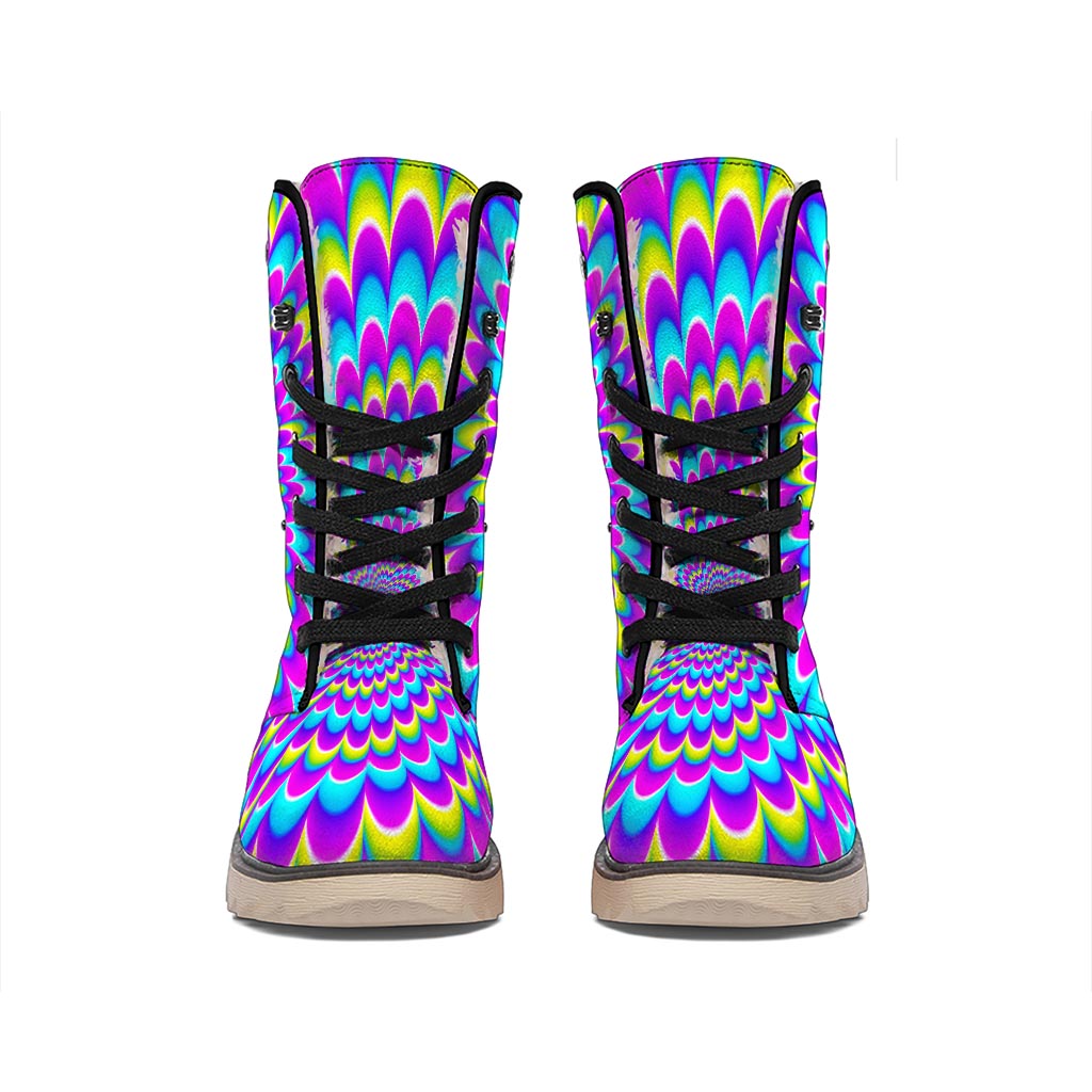 Abstract Dizzy Moving Optical Illusion Winter Boots