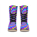 Abstract Dizzy Moving Optical Illusion Winter Boots
