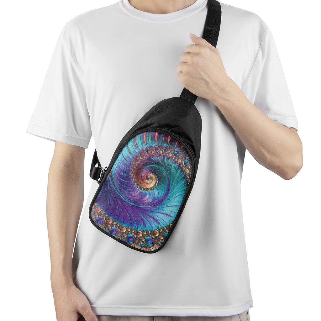 Abstract Fractal Print Chest Bag