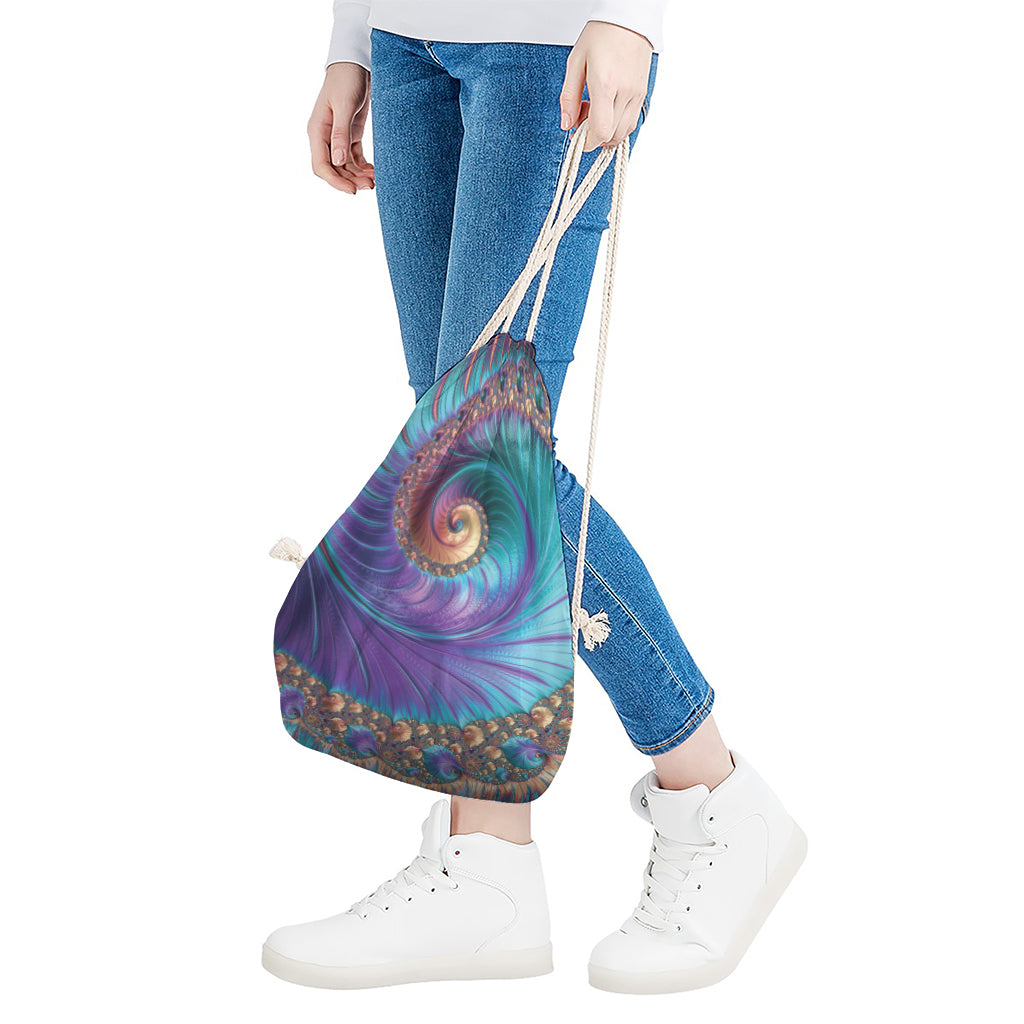 Abstract Fractal Print Drawstring Bag