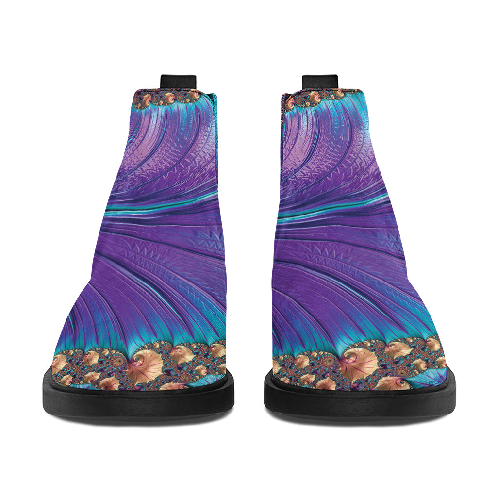 Abstract Fractal Print Flat Ankle Boots
