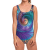 Abstract Fractal Print One Piece Swimsuit