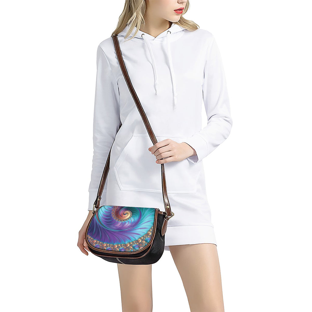 Abstract Fractal Print Saddle Bag