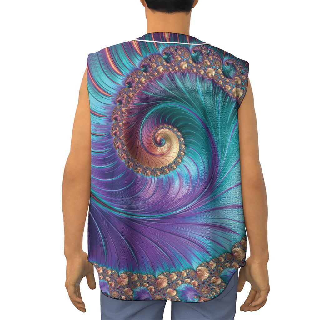 Abstract Fractal Print Sleeveless Baseball Jersey