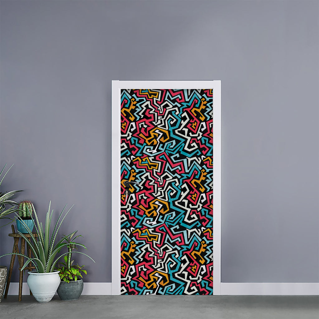 Abstract Funky Pattern Print Door Sticker
