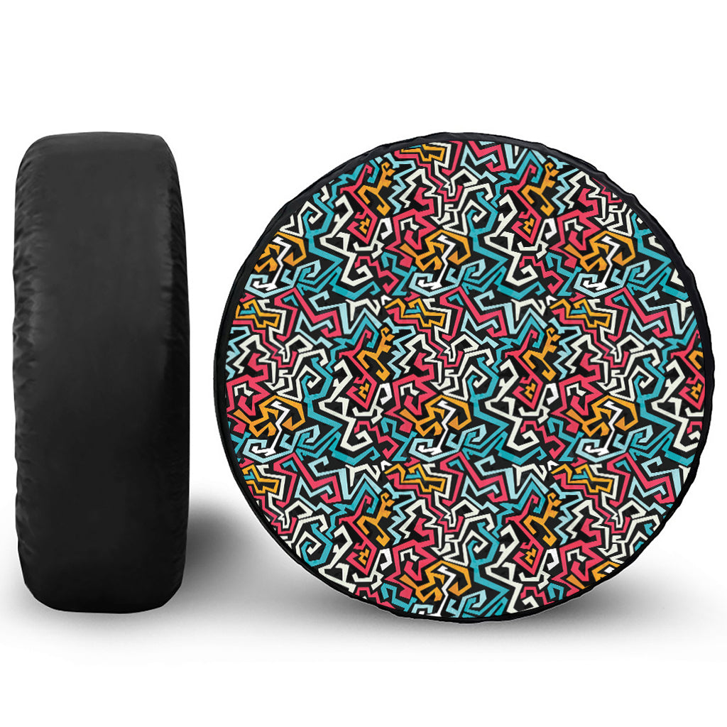 Abstract Funky Pattern Print Tire Cover