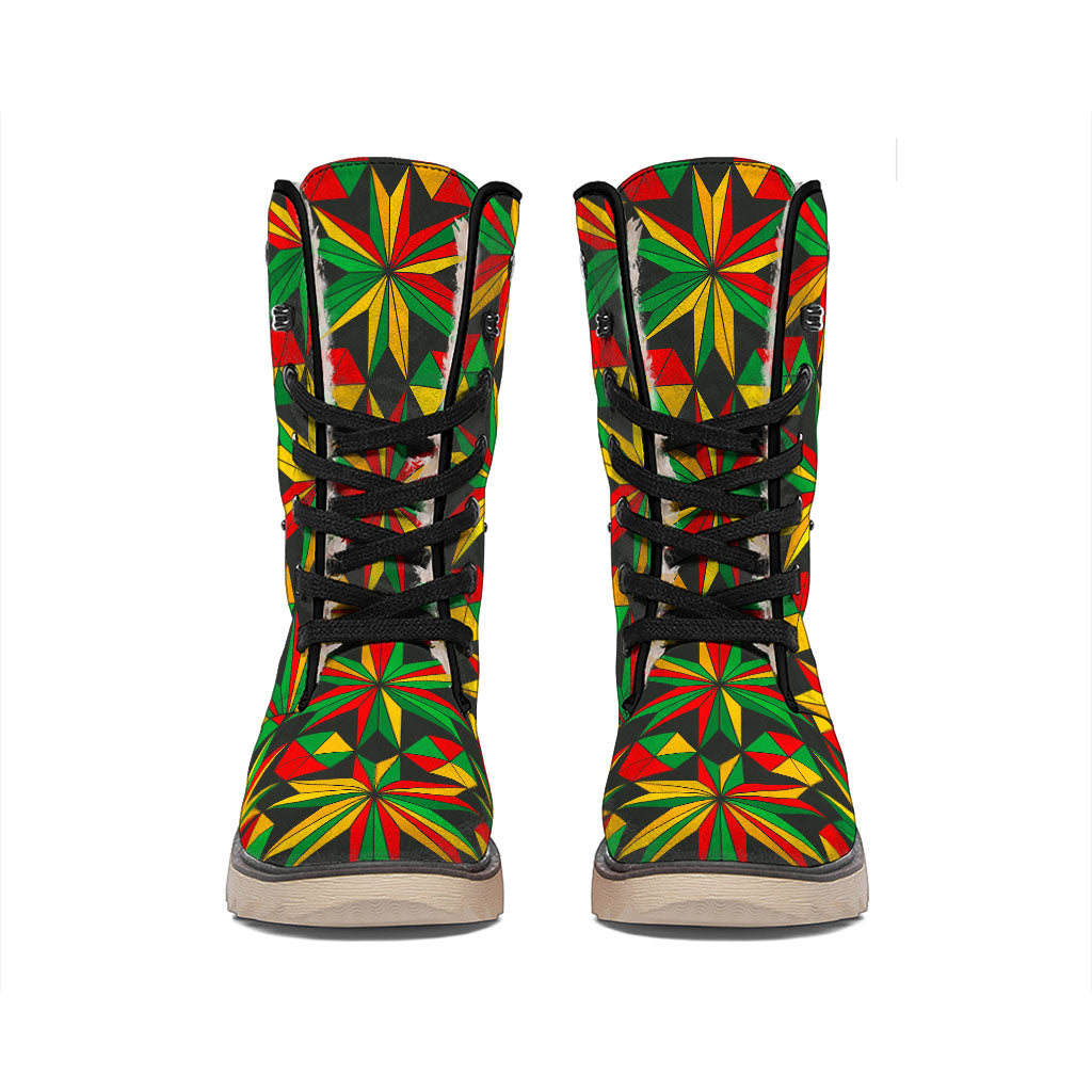 Abstract Geometric Reggae Pattern Print Winter Boots