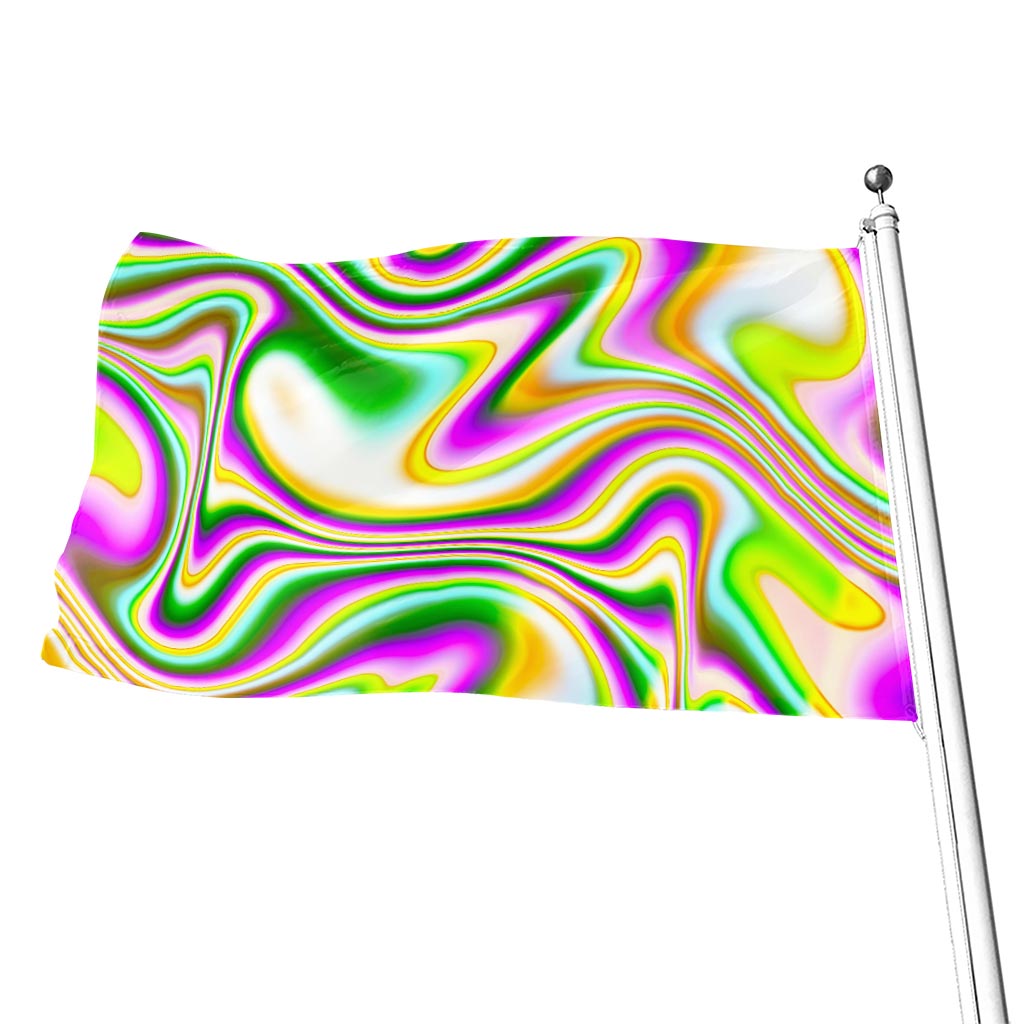 Abstract Holographic Liquid Trippy Print Flag