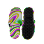 Abstract Holographic Liquid Trippy Print Slippers