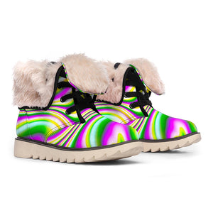 Abstract Holographic Liquid Trippy Print Winter Boots