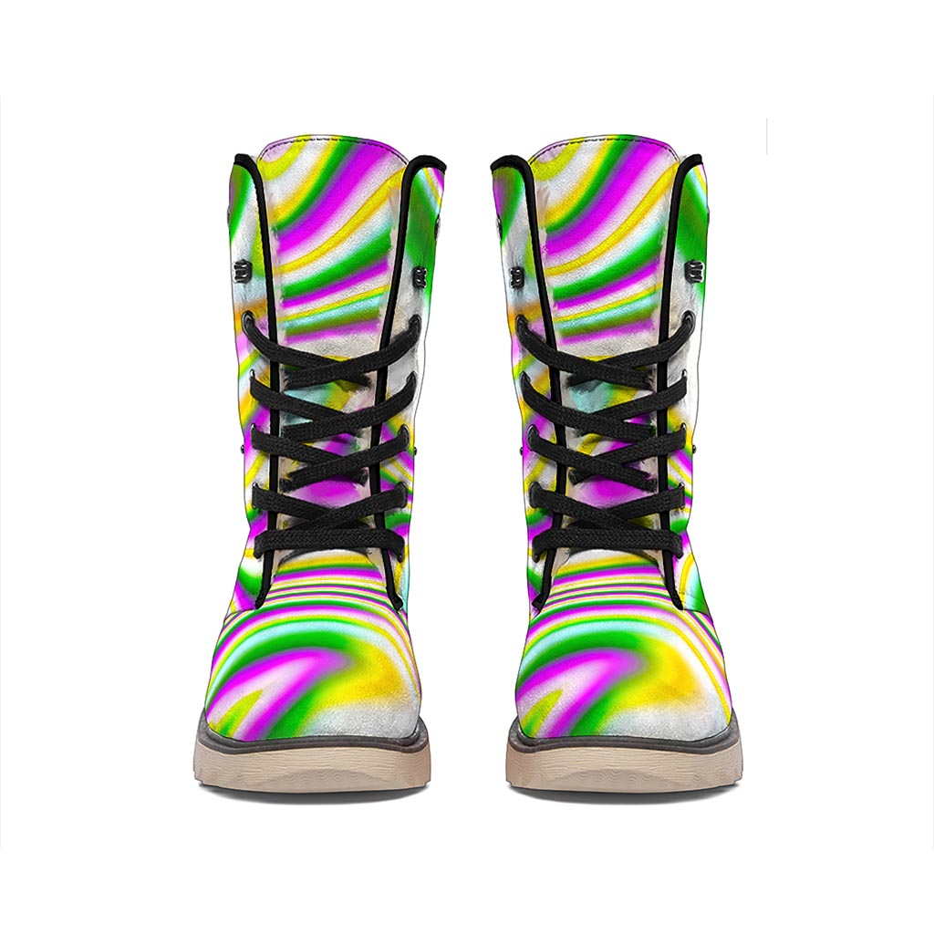 Abstract Holographic Liquid Trippy Print Winter Boots